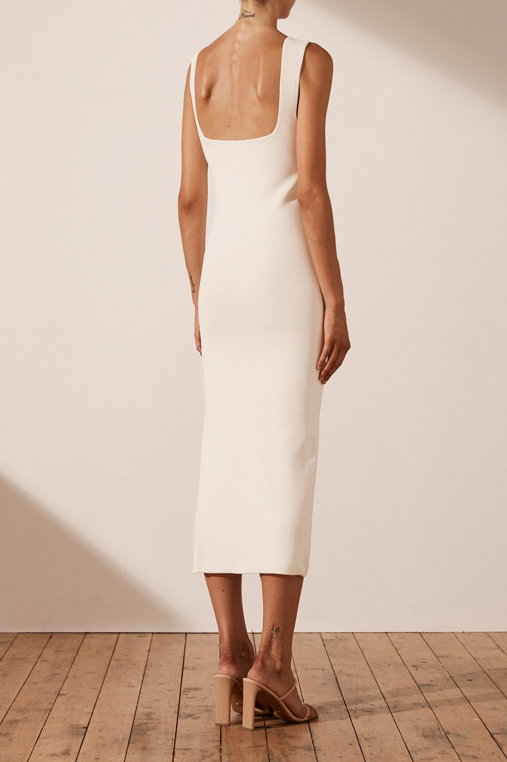 Basic Square Neck Midi Dress | Ivory ...